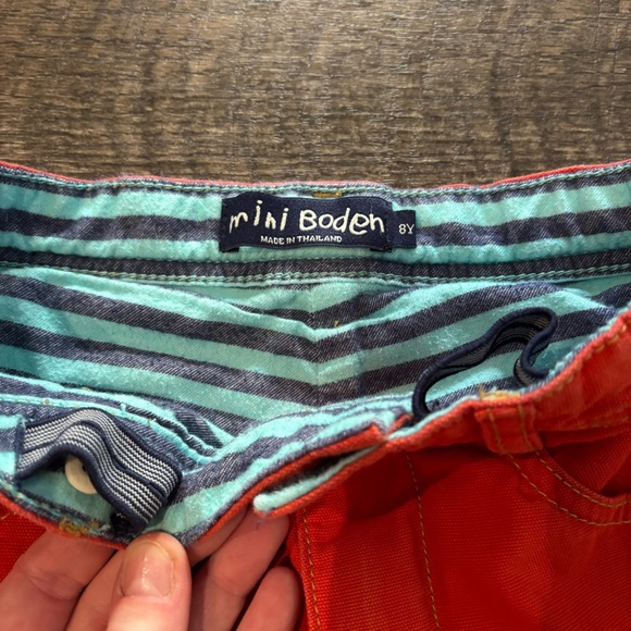 Mini Boden Orange Corduroy Pants with Striped Lining - Picture 2 of 3